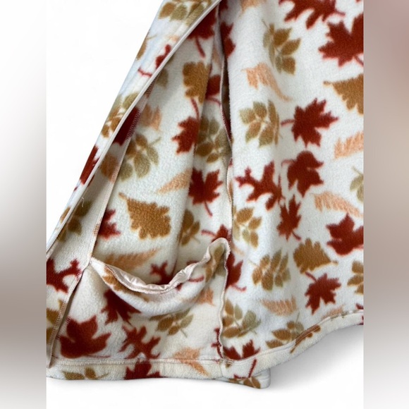Vintage Mountain Lake autumn leaf print fleece zip up sweater - Picture 7 of 8
